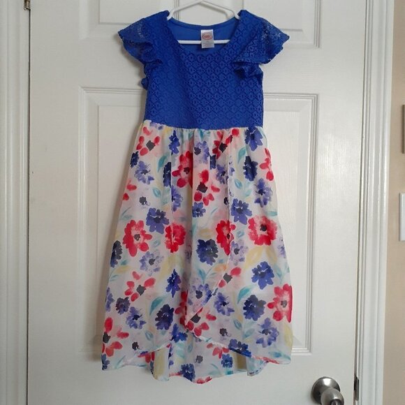 Wonder Nation Girl's Size M (7-8) Blue White Floral Lace Sheer Dress - Picture 2 of 10